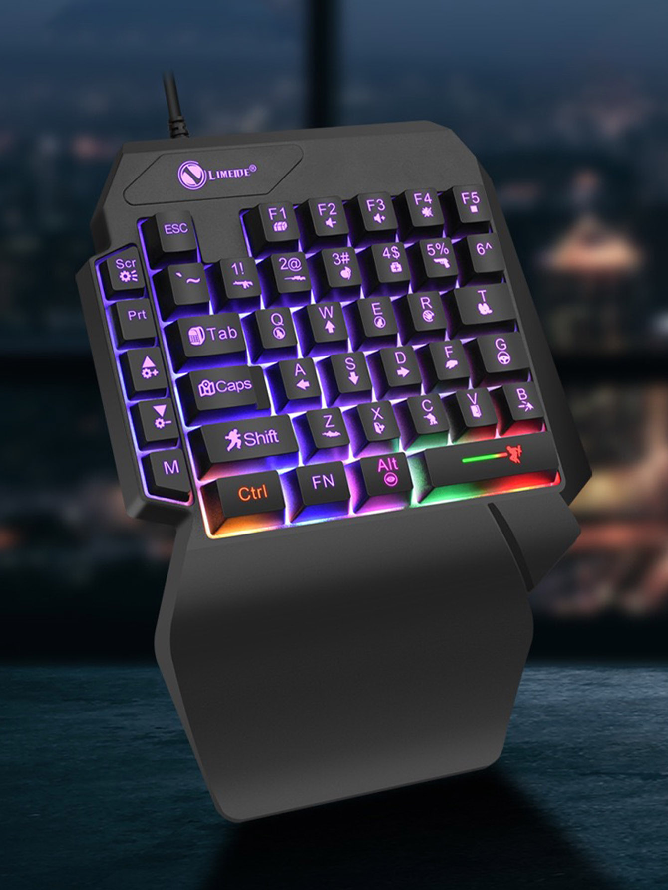 Gaming Keyboard 1 Hand - Keyboard berkabel permainan ringan satu tangan