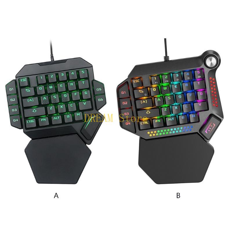 Gaming Keyboard 1 Hand - Lampu Latar Bercahaya RGB Satu Tangan