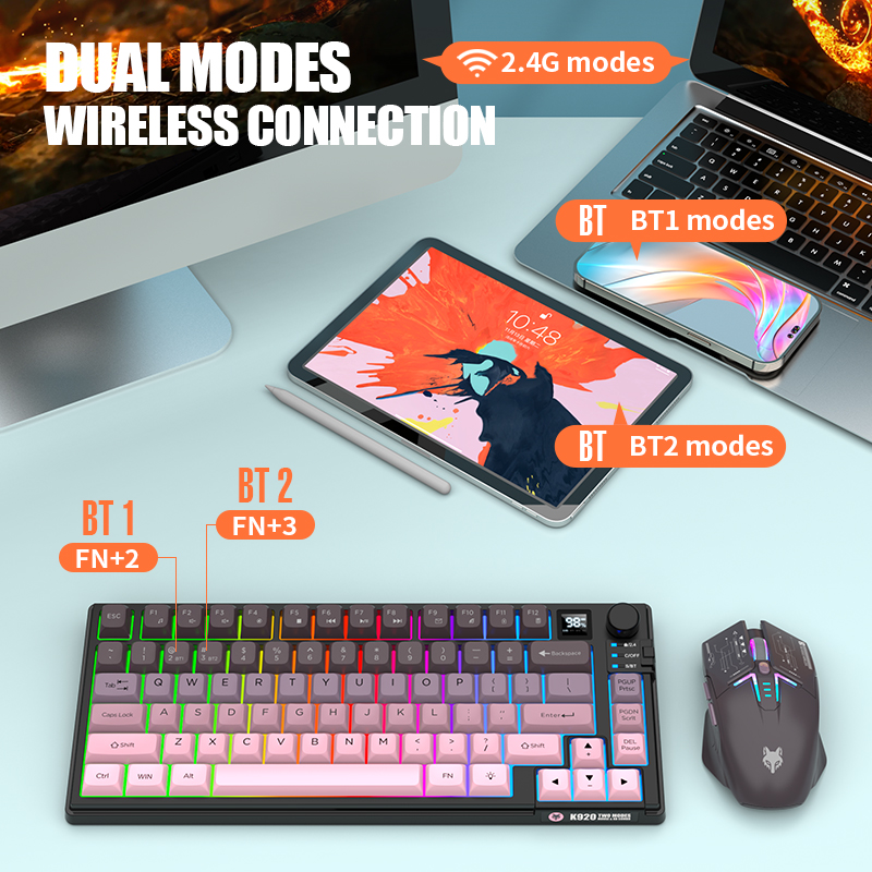 Kombo Keyboard dan Mouse Gamin - Gaming Keyboard Mechanical Wireless ulasan dan harga