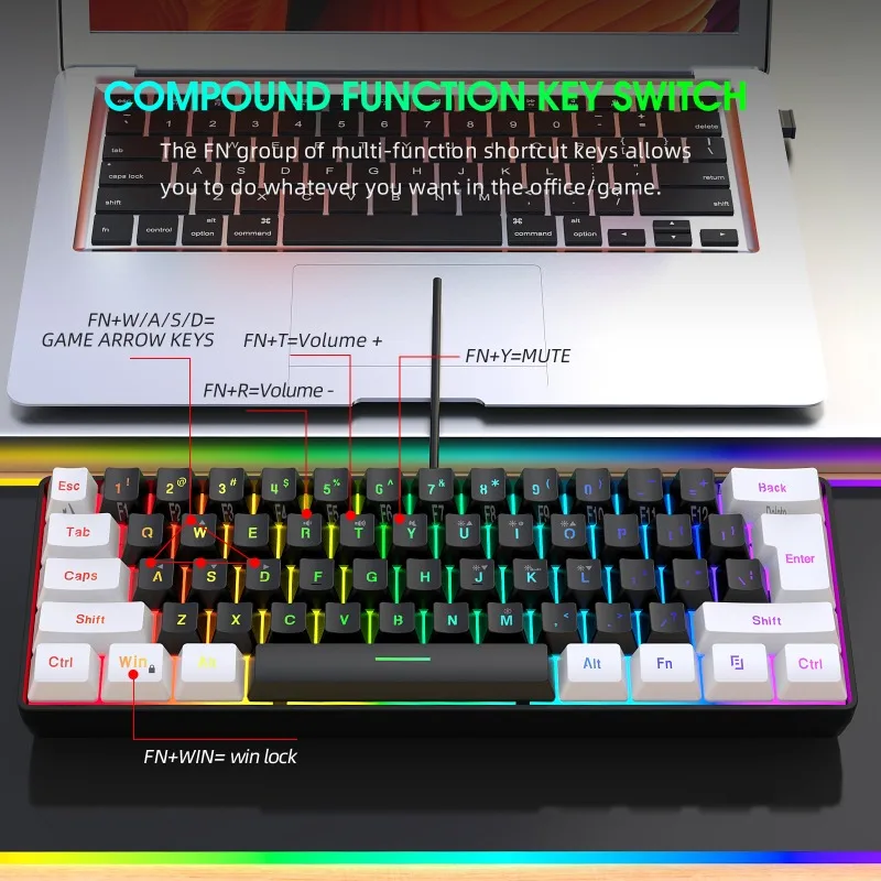 Keyboard dan Mouse 60% Combo K - Gaming Keyboard Mouse Combo ulasan dan harga