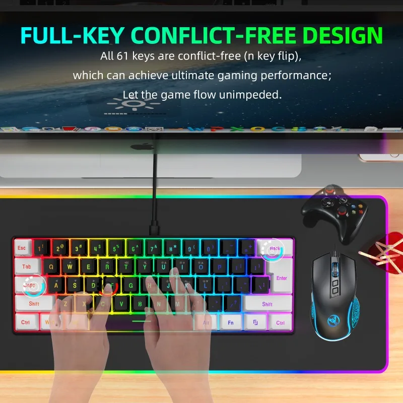 Keyboard dan Mouse 60% Combo K - Gaming Keyboard Mouse Combo ulasan dan harga