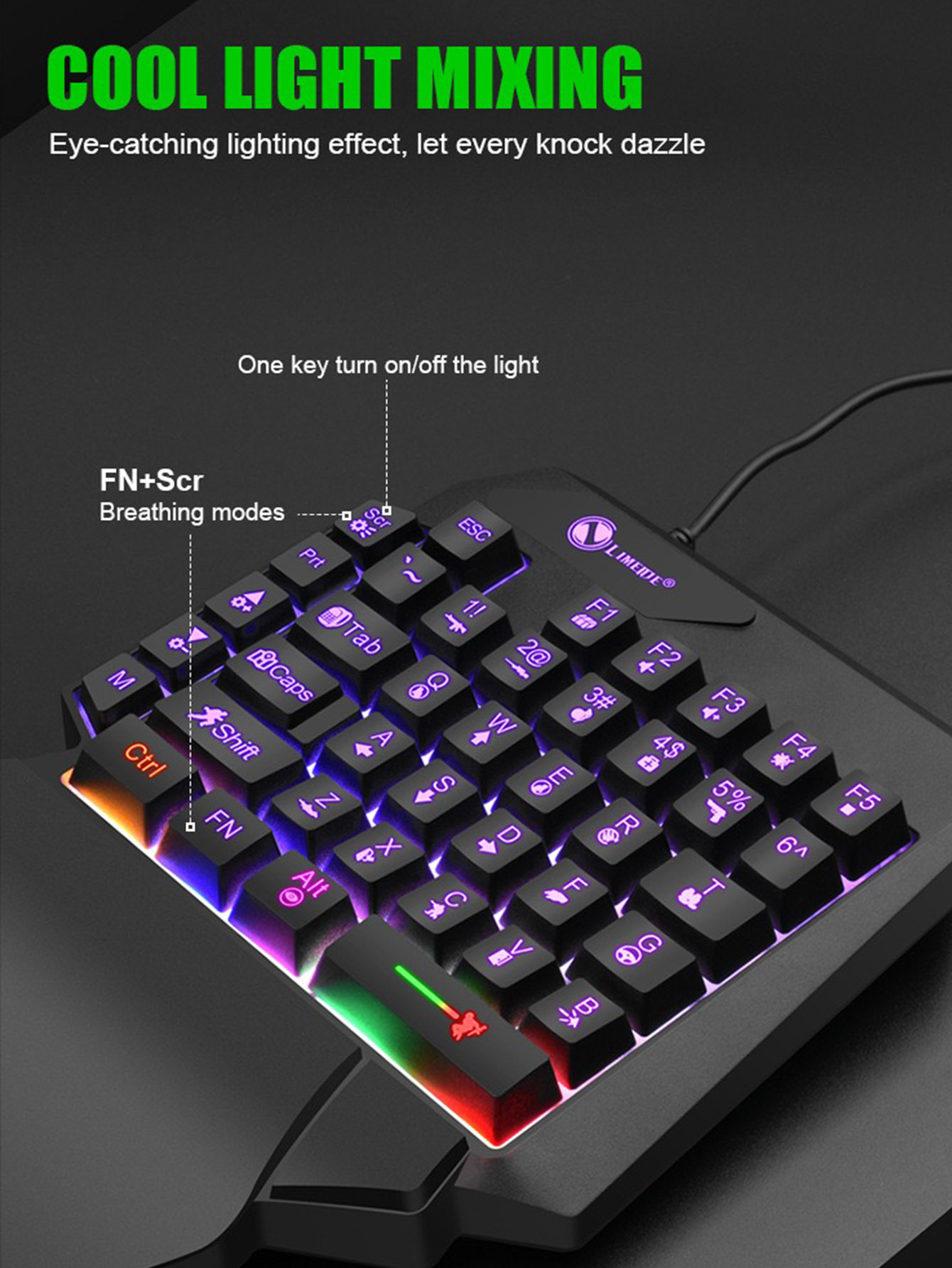 Keyboard berkabel permainan ri - Gaming Keyboard 1 Hand ulasan dan harga