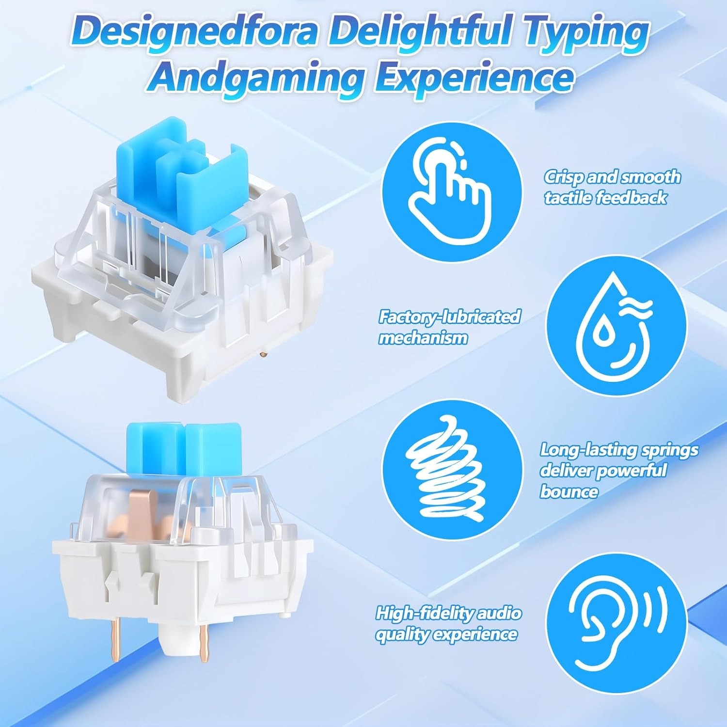 100 Sakelar Biru Praktis, Hot- - Gaming Keyboard Types ulasan dan harga