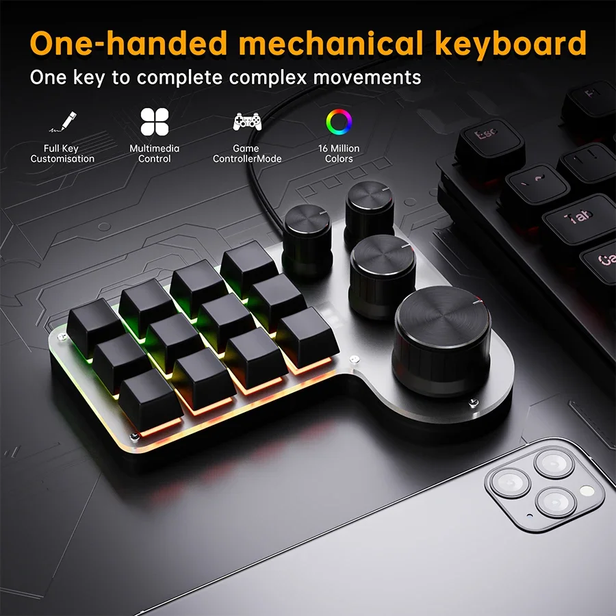 3 Mode 12 Tombol Keyboard Meka - Gaming Keyboard 1 Hand ulasan dan harga